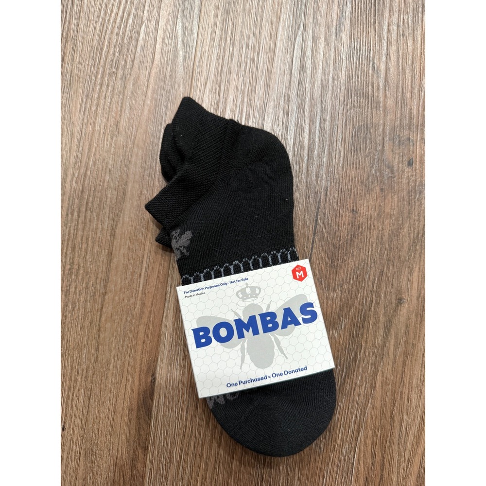 Bombas Ankle Socks Black Medium Cushioned Honeycomb Arch Support Blister Tab NEW